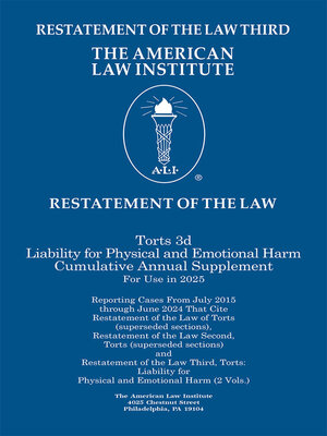 cover image of Restatement of the Law Third, Torts: Liability for Physical and Emotional Harm